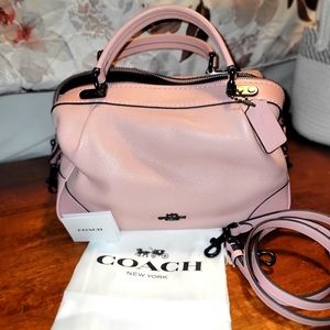 Coach polished pebble leather lane satchelw/ dustbag pink large